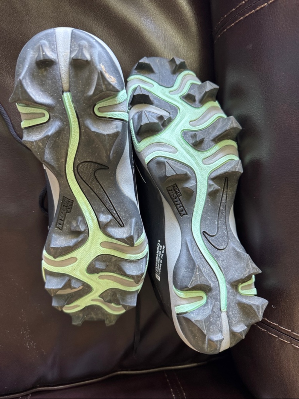 Nike Black Cleats with White Swoosh and Teal Accents - Picture 3 of 6